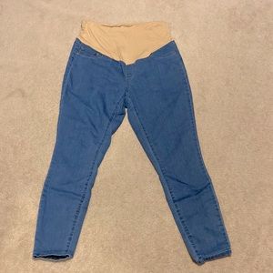 Mom & Co Sz Lg light wash full panel skinny jeans GUC